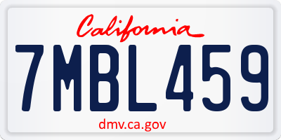 CA license plate 7MBL459