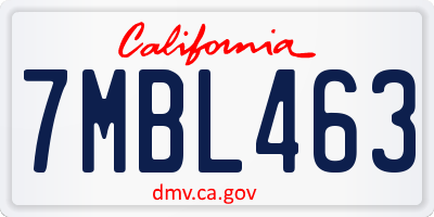 CA license plate 7MBL463