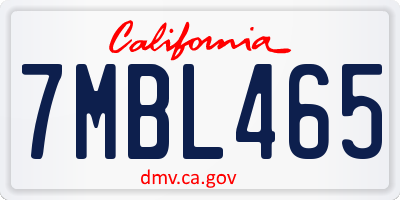CA license plate 7MBL465