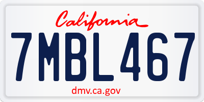 CA license plate 7MBL467