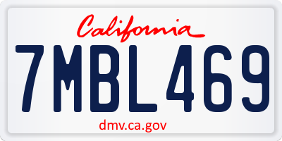 CA license plate 7MBL469