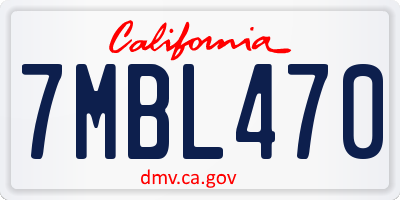 CA license plate 7MBL470