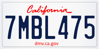 CA license plate 7MBL475