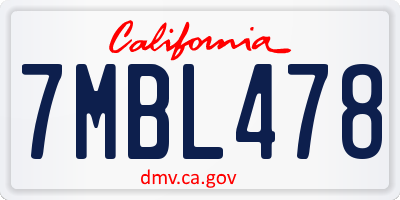 CA license plate 7MBL478