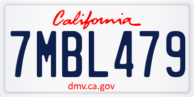 CA license plate 7MBL479