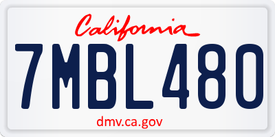 CA license plate 7MBL480