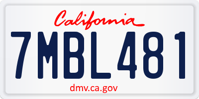 CA license plate 7MBL481