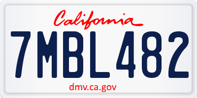 CA license plate 7MBL482