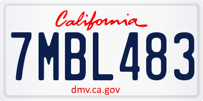 CA license plate 7MBL483