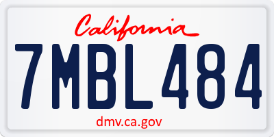 CA license plate 7MBL484