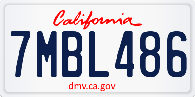 CA license plate 7MBL486