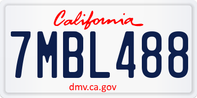 CA license plate 7MBL488