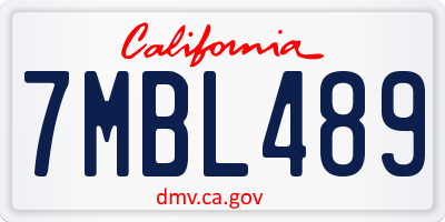 CA license plate 7MBL489
