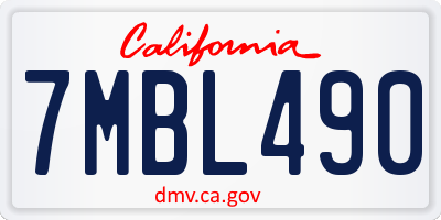 CA license plate 7MBL490