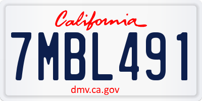 CA license plate 7MBL491