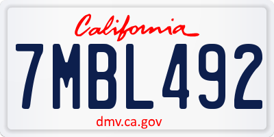 CA license plate 7MBL492