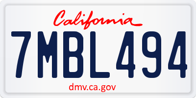 CA license plate 7MBL494