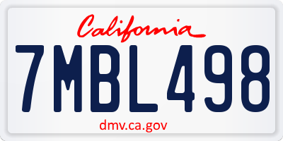 CA license plate 7MBL498
