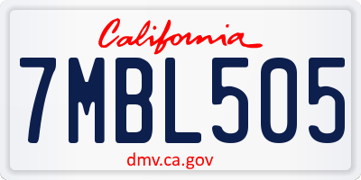 CA license plate 7MBL505