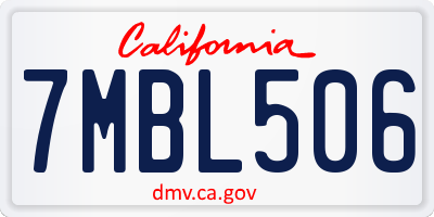 CA license plate 7MBL506