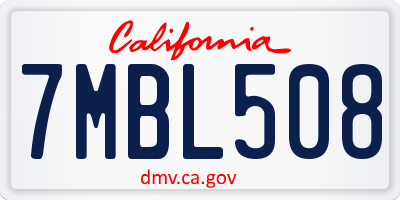 CA license plate 7MBL508