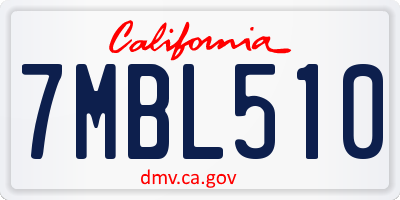 CA license plate 7MBL510