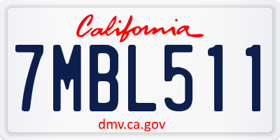 CA license plate 7MBL511
