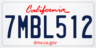 CA license plate 7MBL512