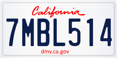 CA license plate 7MBL514
