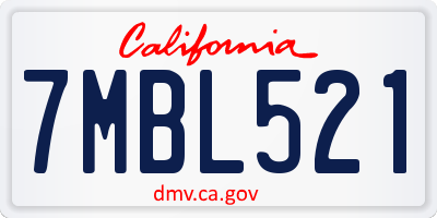 CA license plate 7MBL521
