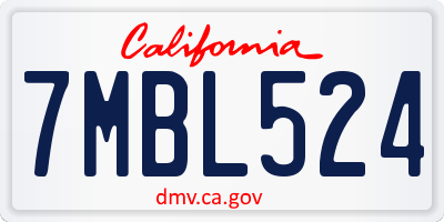 CA license plate 7MBL524