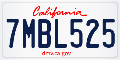 CA license plate 7MBL525
