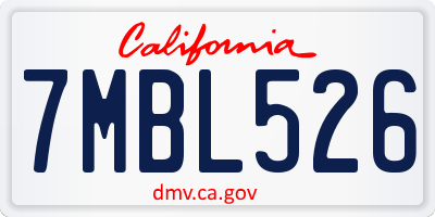 CA license plate 7MBL526