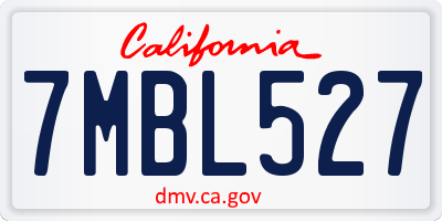 CA license plate 7MBL527