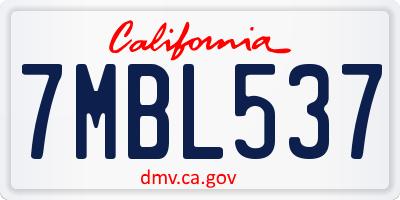 CA license plate 7MBL537