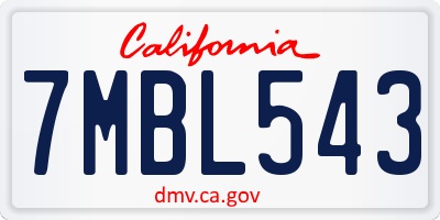CA license plate 7MBL543