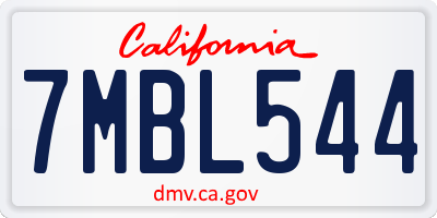 CA license plate 7MBL544