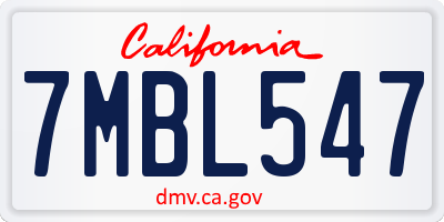 CA license plate 7MBL547