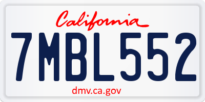 CA license plate 7MBL552