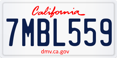 CA license plate 7MBL559