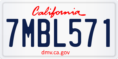 CA license plate 7MBL571