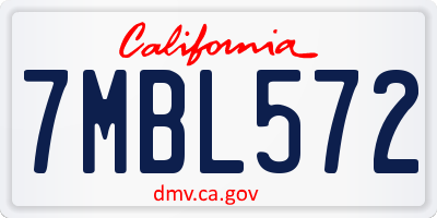 CA license plate 7MBL572