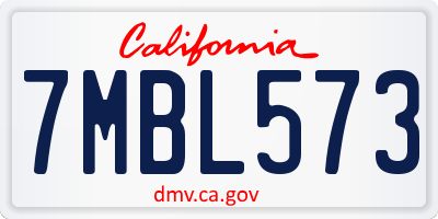 CA license plate 7MBL573