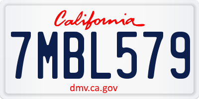 CA license plate 7MBL579