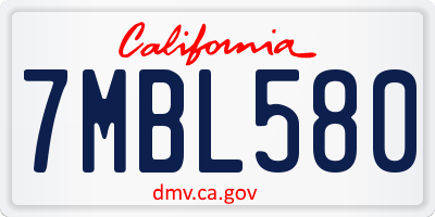 CA license plate 7MBL580