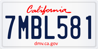 CA license plate 7MBL581