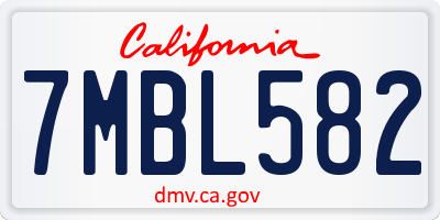 CA license plate 7MBL582