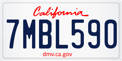 CA license plate 7MBL590