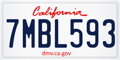 CA license plate 7MBL593