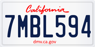 CA license plate 7MBL594
